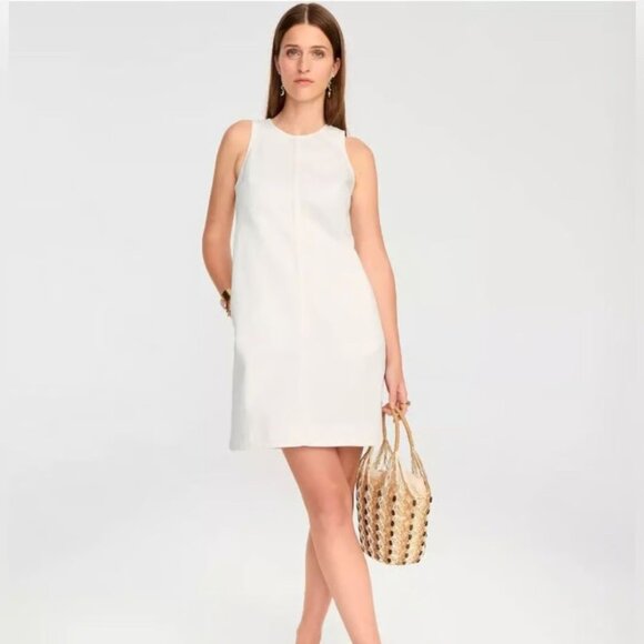 J. Crew White Crew Denim Seamed Shift Mini Dress Size 10 - 47735 - Picture 4 of 15